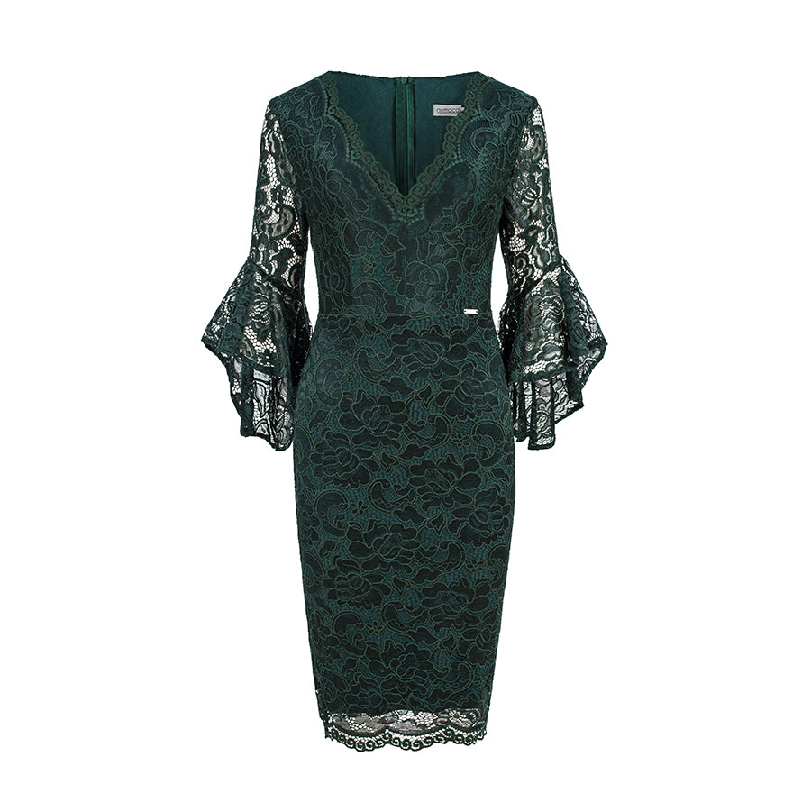 Lace dress with flared sleeves
