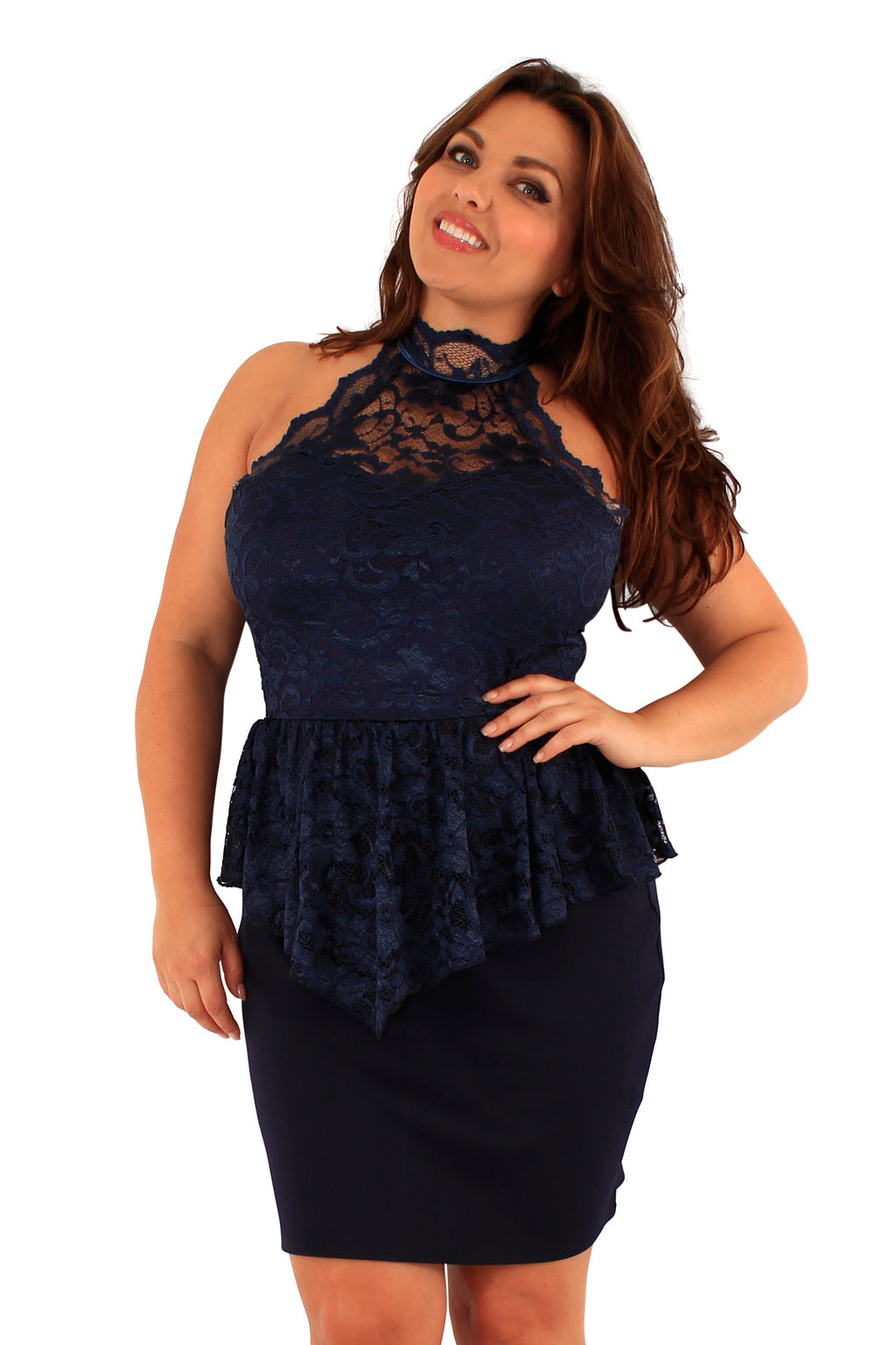 LACE BODICE CONTRAST DRESS